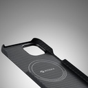 Apple iPhone 14 Uyumlu Kılıf Magsafe Şarj Özellikli 1500D Aramid Fiber Pitaka Ultra-Slim Classic Serisi Black-Grey Twill Kapak - 18