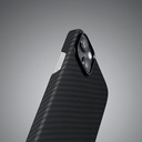 Apple iPhone 14 Uyumlu Kılıf Magsafe Şarj Özellikli 1500D Aramid Fiber Pitaka Ultra-Slim Classic Serisi Black-Grey Twill Kapak - 23