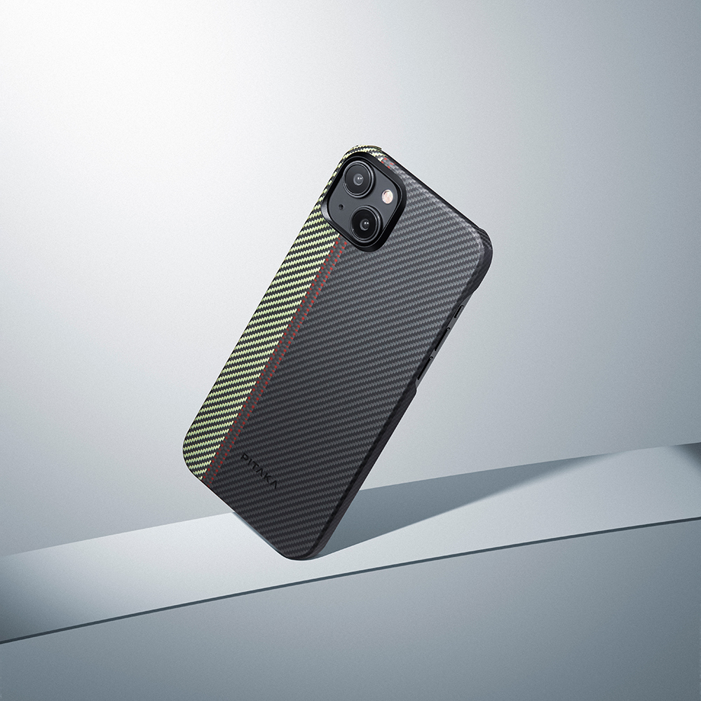 Apple iPhone 15 Plus Uyumlu Kılıf Magsafe Şarj Özellikli 600D Aramid Fiber Pitaka Tactile Woven Orchestra Serisi Overture Kapak - 11