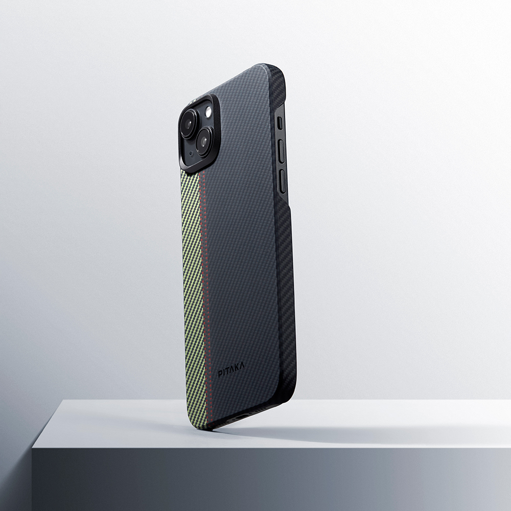 Apple iPhone 15 Plus Uyumlu Kılıf Magsafe Şarj Özellikli 600D Aramid Fiber Pitaka Tactile Woven Orchestra Serisi Overture Kapak - 14
