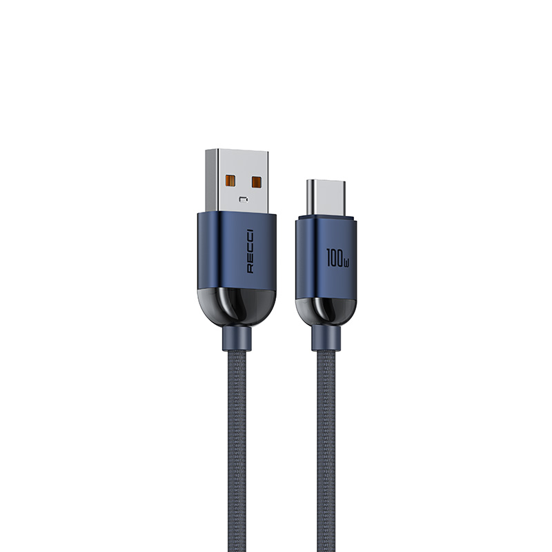 Recci RS09C Crystal Serisi 100W Hızlı Şarj Özellikli USB-A To Type-C Kablo 1.2M - 1