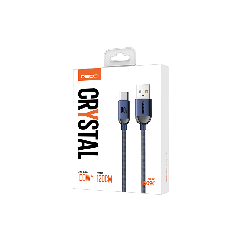 Recci RS09C Crystal Serisi 100W Hızlı Şarj Özellikli USB-A To Type-C Kablo 1.2M - 3
