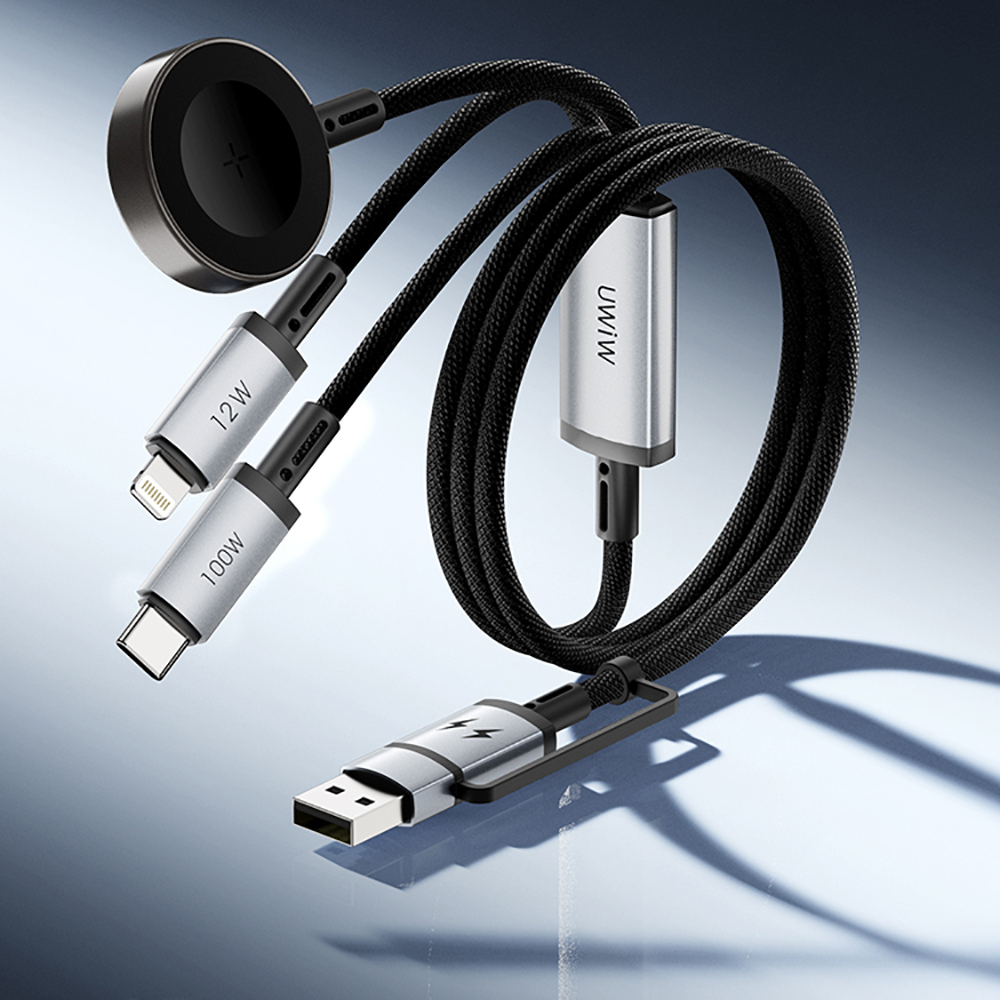 Wiwu Wi-C050 Legend Serisi 3in1 USB-A + Type-C to Lightning – Type-C – Akıllı Saat Şarj Kablosu 100W 1.2M - 6