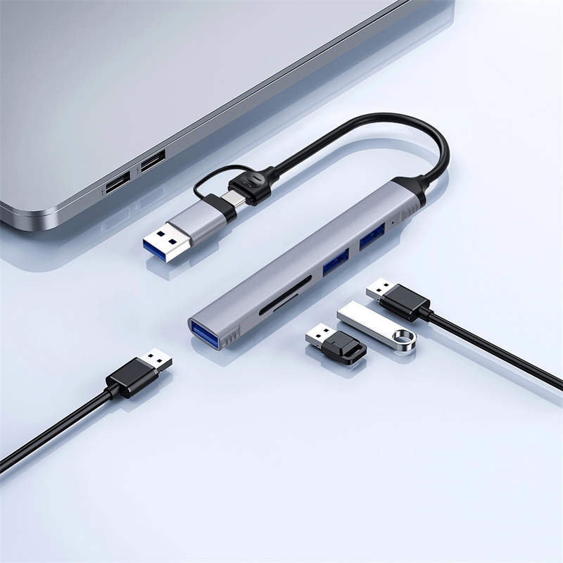 Wiwu Wi-HB003 Zolo Serisi USB3.0 + USB2.0 + SD/TF Bağlantılı Type-C USB-A 5in1 Hub - 4