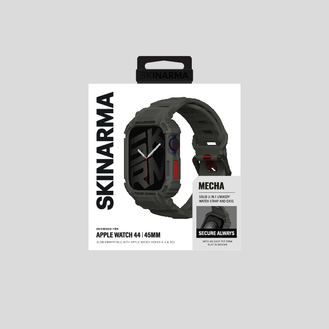 Apple Watch 7 45mm Uyumlu Skinarma Mecha 2in1 TPU Kasa Koruyucu + Silikon Kordon - 12