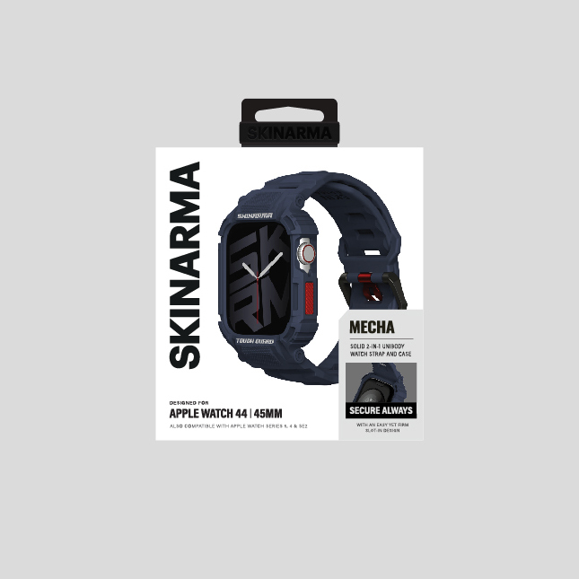 Apple Watch 7 45mm Uyumlu Skinarma Mecha 2in1 TPU Kasa Koruyucu + Silikon Kordon - 14