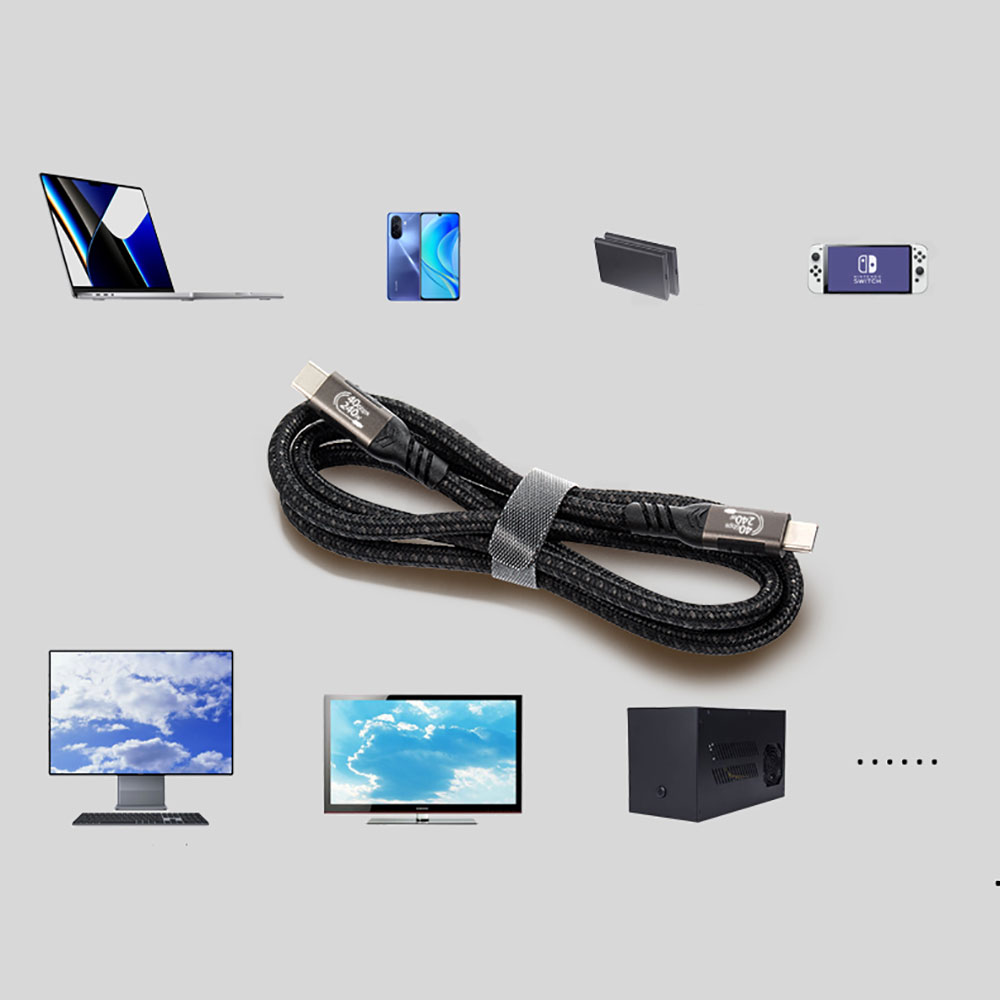 Qgeem QG01 Type-C to Type-C USB4 PD Data Kablosu 240W 40Gbps 8K@60Hz 0.5 Metre - 11