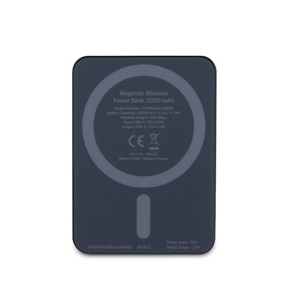Guess Orjinal Lisanslı M-safe Şarj Özellikli Metal Yazı Logolu Powerbank 3000mAh 5W - 6
