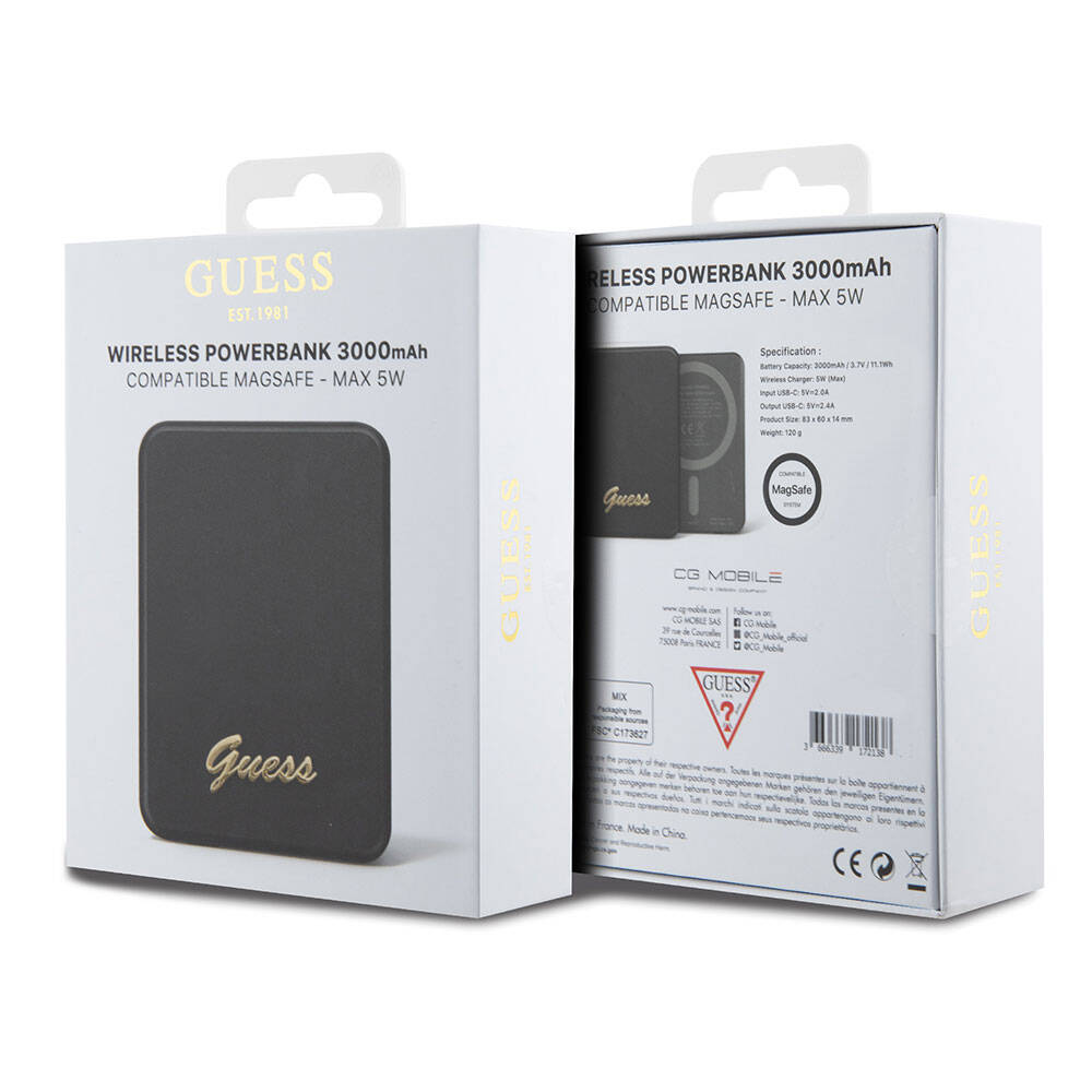 Guess Orjinal Lisanslı M-safe Şarj Özellikli Metal Yazı Logolu Powerbank 3000mAh 5W - 8