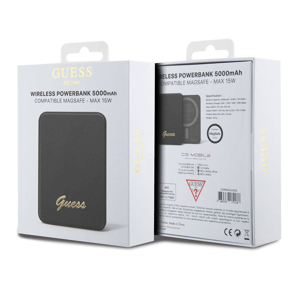 Guess Orjinal Lisanslı M-safe Şarj Özellikli Metal Yazı Logolu Powerbank 5000mAh 15W - 4