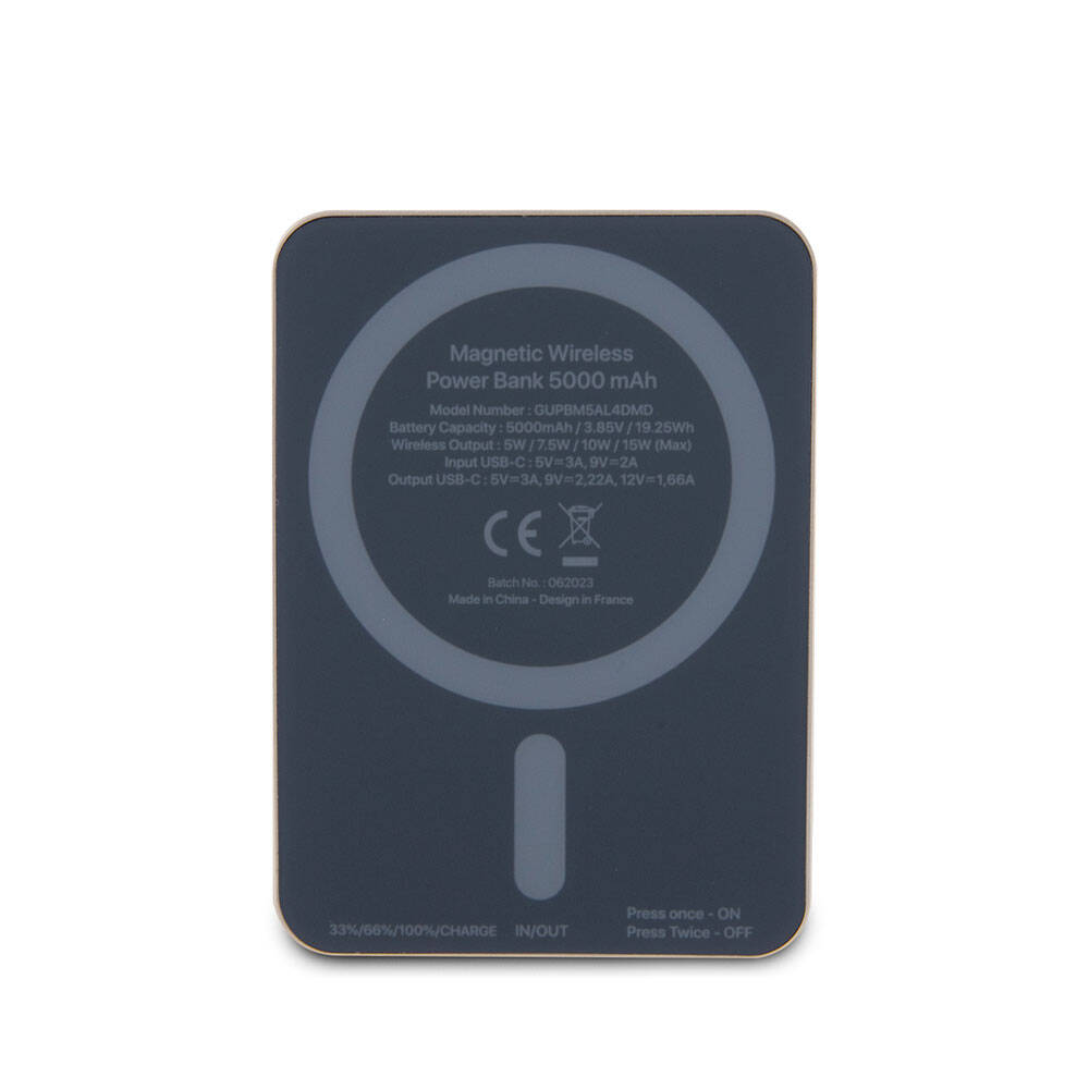 Guess Orjinal Lisanslı M-safe Şarj Özellikli Metal Yazı Logolu Powerbank 5000mAh 15W - 6