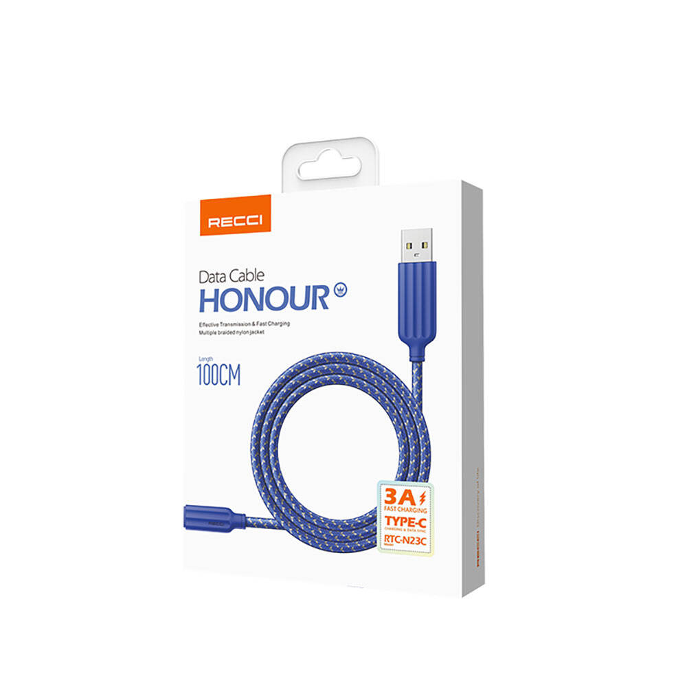Recci RTC-N23C 3A Hızlı Şarj Özellikli Type-C to USB-A Kablo 1M - 4