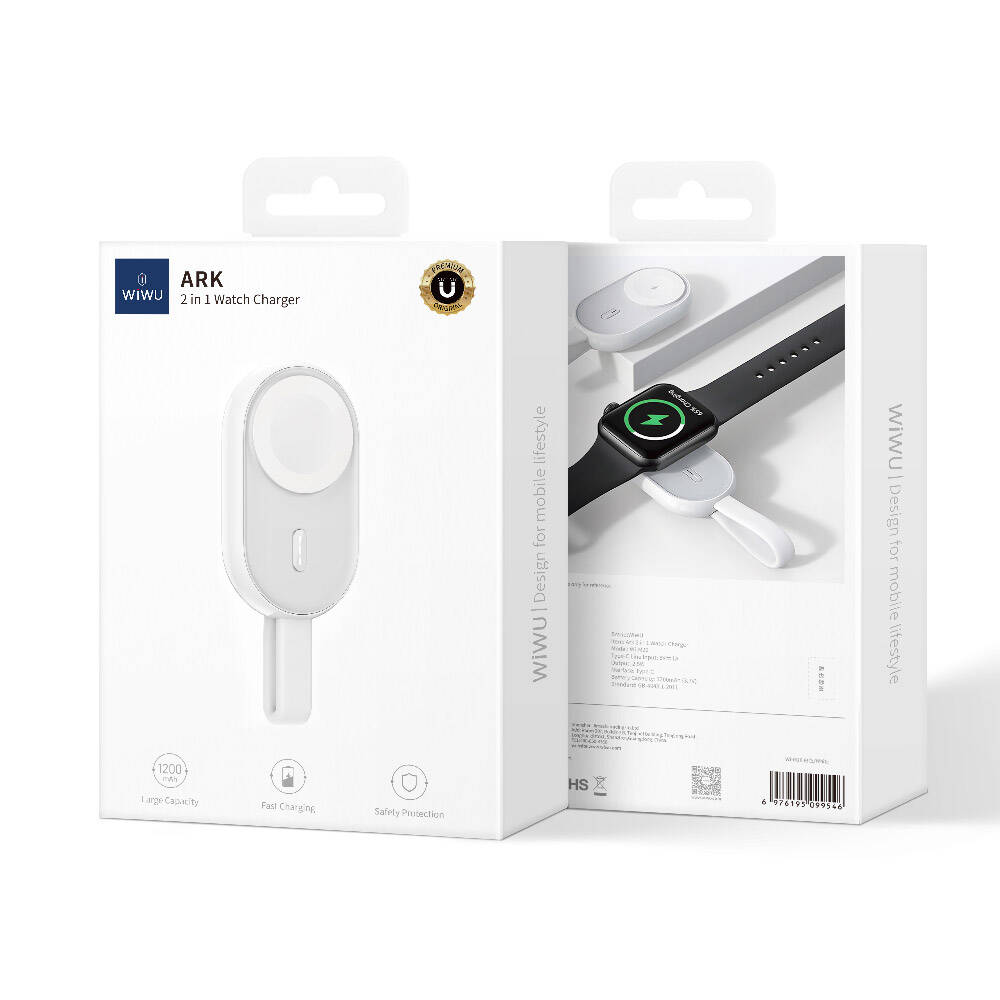 Wiwu Wi-M20 Ark Serisi Akıllı Saat Mini Wireless Powerbank 1200mAh 2.5W - 5