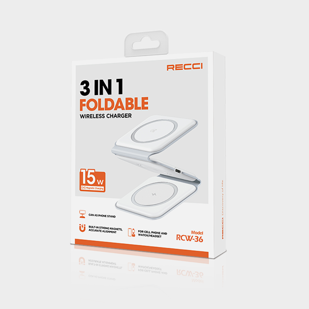 Recci RCW-36 3in1 Katlanabilir Magnetik Kablosuz Şarj Standı - 4