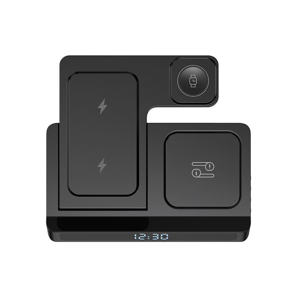 Wiwu Wi-W006 Power Air 5in1 Dijital Saatli Hızlı Şarj Özellikli Magnetik Kablosuz Şarj Standı - 2