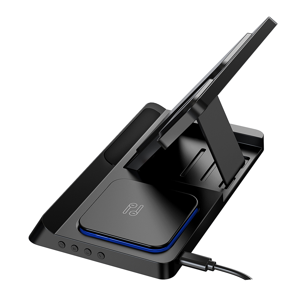 Wiwu Wi-W006 Power Air 5in1 Dijital Saatli Hızlı Şarj Özellikli Magnetik Kablosuz Şarj Standı - 5