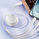 Wiwu Wi-C023 Vigor Serisi 3in1 Type-C Lightning Micro USB Makaralı Data ve Şarj Kablosu 100W 1.5M - 1