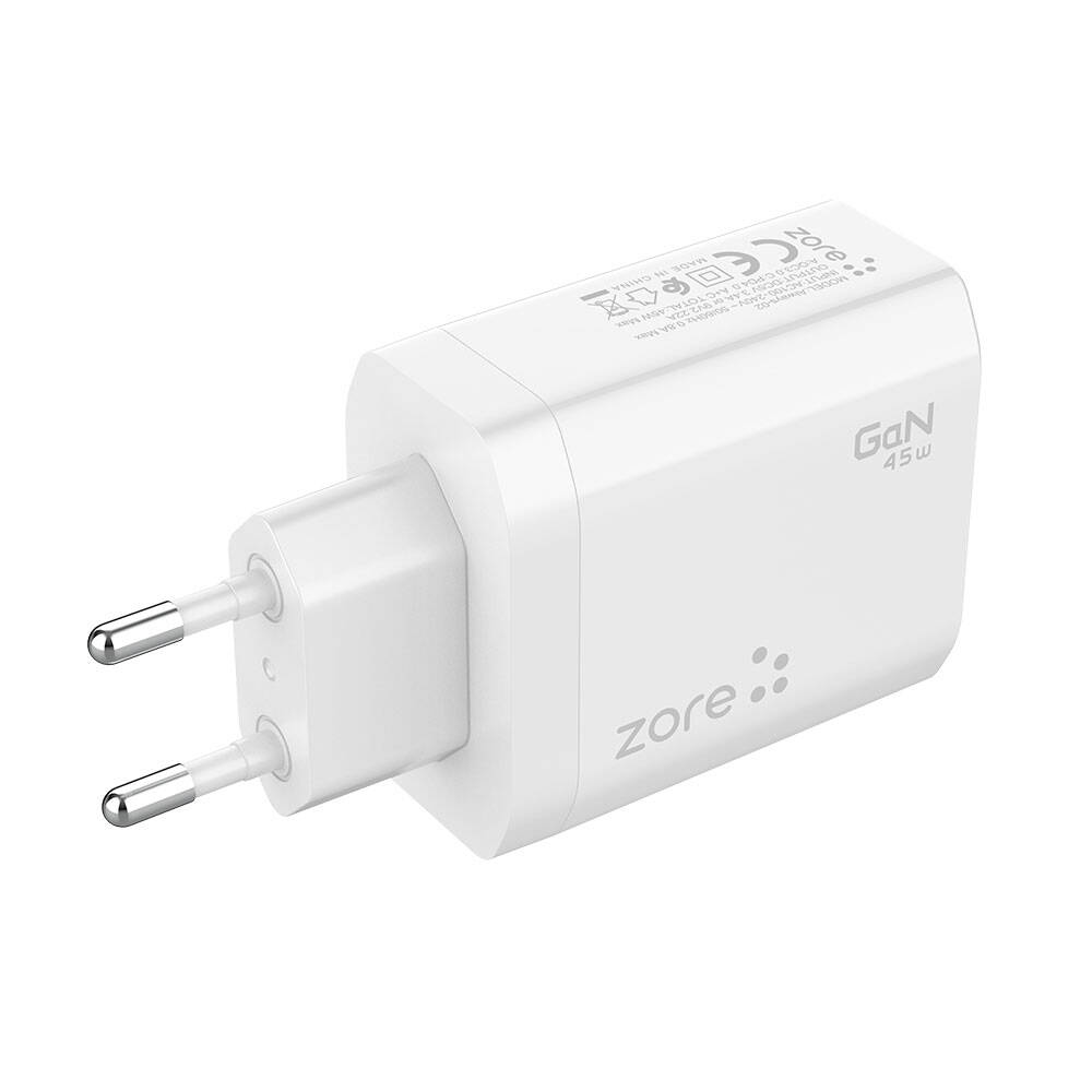 Zore Always-02 GaN Tech Type-C PD4.0 USB-A QC3.0 Hızlı Şarj Özellikli Seyahat Şarj Başlığı 45W - 1