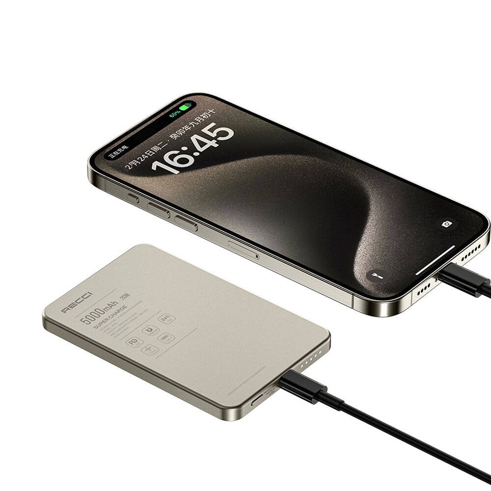 Recci RP25 PD 20W Ultra İnce Hızlı Şarj Özellikli Wireless Powerbank 15W 5000mAh - 3