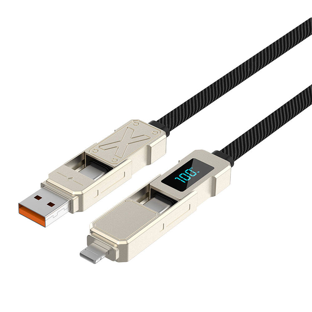 Wiwu Wi-C039 Titan Serisi 4in1 A+C to C+L LED Dijital Göstergeli Şarj ve Data Kablosu 1.5M - 1