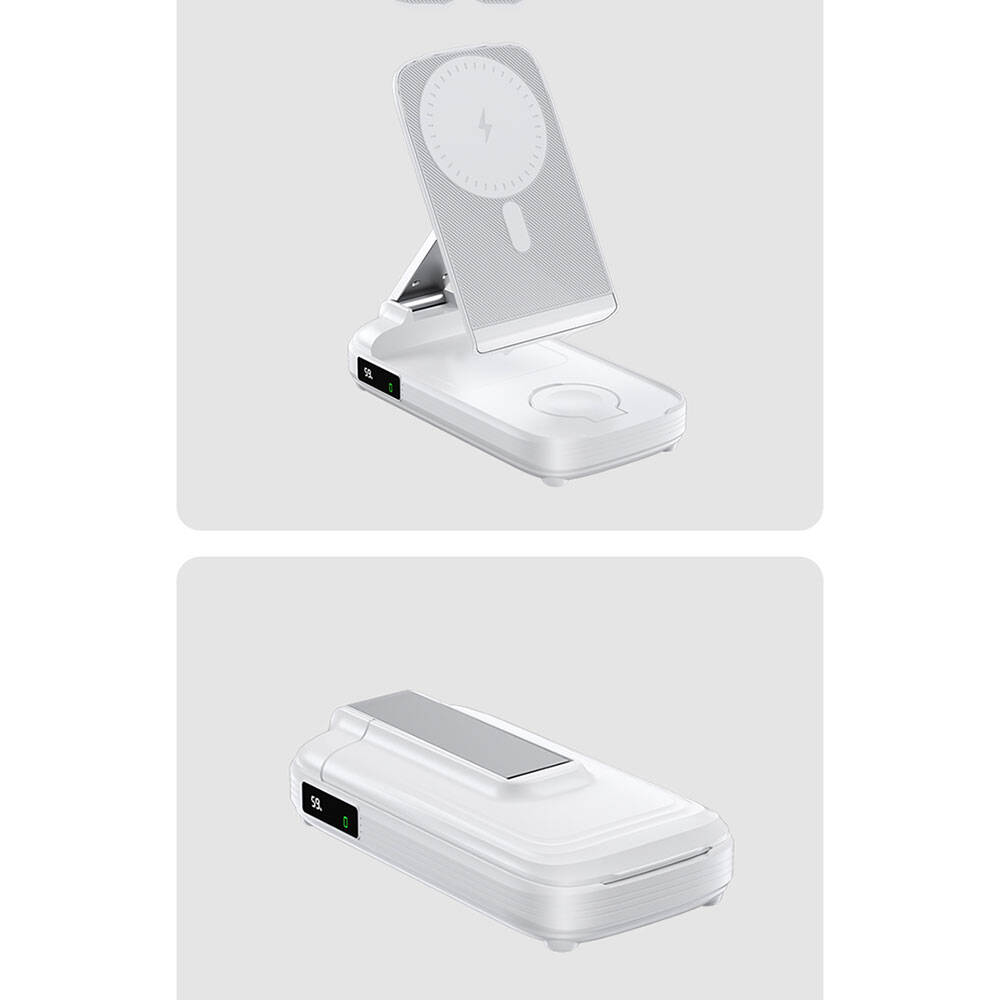 Benks MP13 5in1 Dijital LED Göstergeli Katlanabilir Kablosuz Şarj Standlı Powerbank 15W 10000mAh - 7