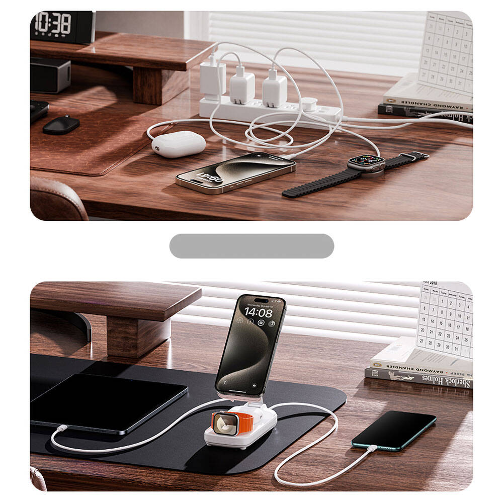 Benks MP13 5in1 Dijital LED Göstergeli Katlanabilir Kablosuz Şarj Standlı Powerbank 15W 10000mAh - 8