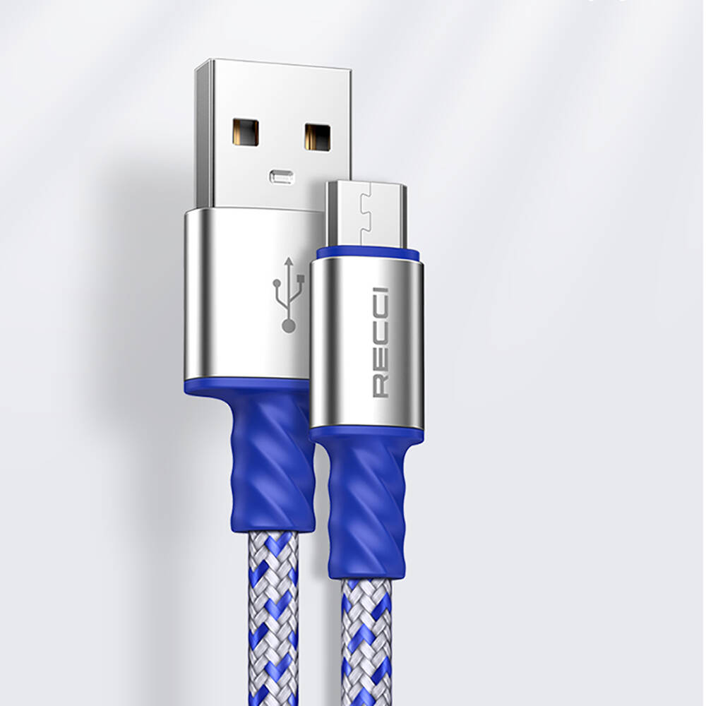Recci RTC-N33M Instant Serisi USB-A to Micro 2.4A Hızlı Şarj Özellikli Şarj ve Data Kablosu 2M - 3