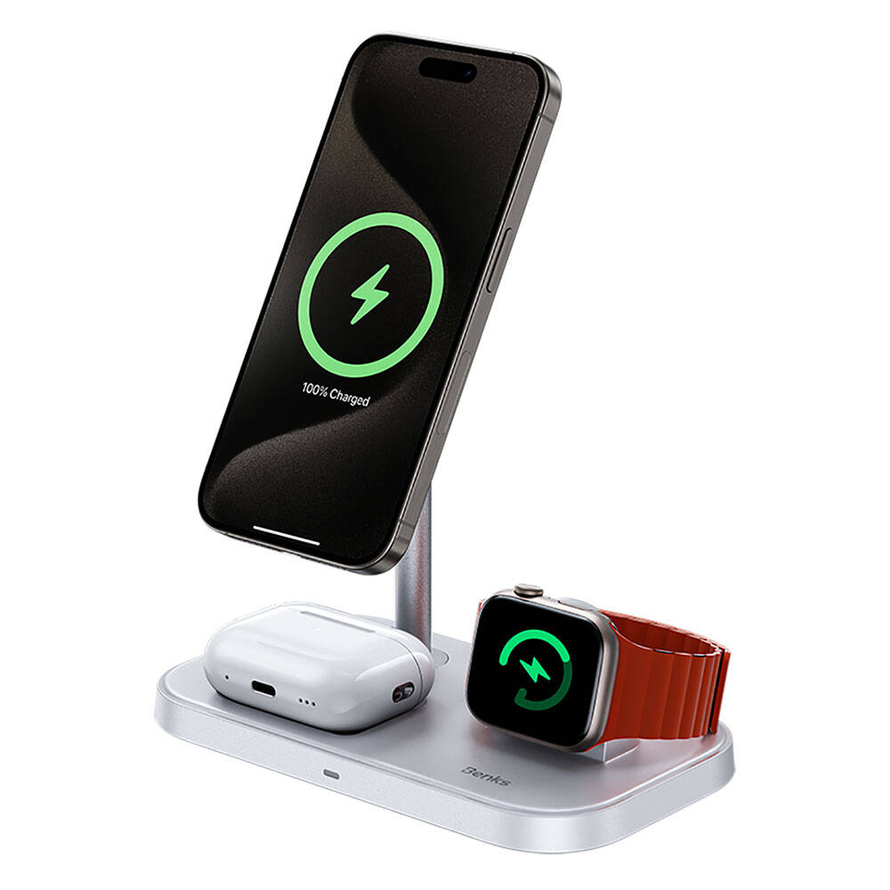 Benks W16 3in1 Telefon&Akıllı Saat&Kulaklık Kablosuz Şarj Standı - 7