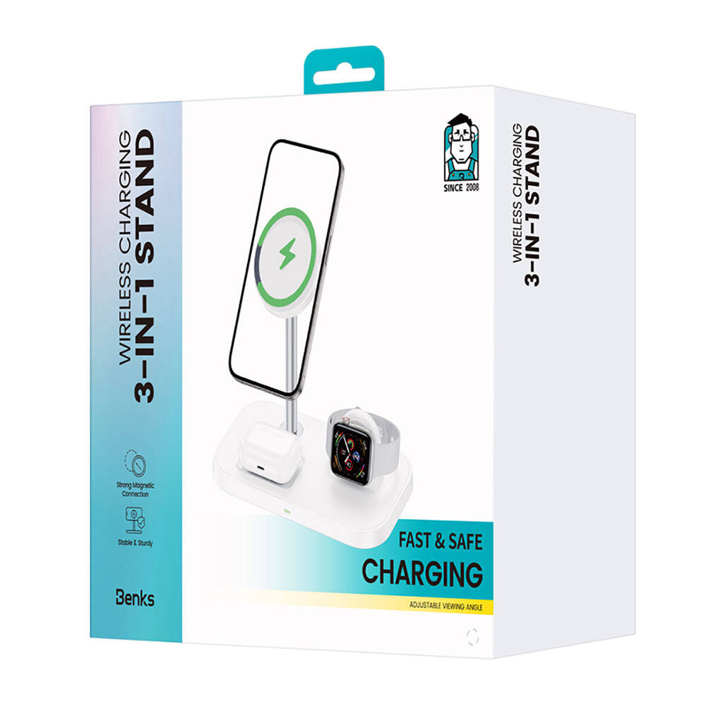 Benks W16 3in1 Telefon&Akıllı Saat&Kulaklık Kablosuz Şarj Standı - 15