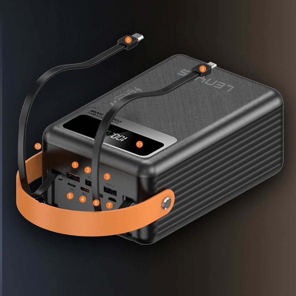 Lenyes PX892D LED Göstergeli Taşınabilir Askılı ve Led Işıklı Powerbank 22.5W 80.000mAh - 9