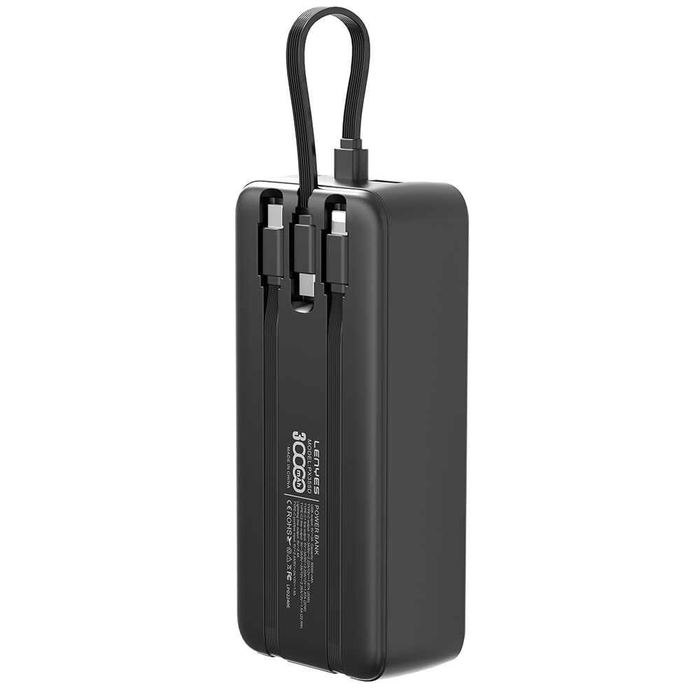 Lenyes PX355D Dijital LED Ekranlı Type-C ve Lightning Kablolu Powerbank 22.5W 30.000mAh - 1