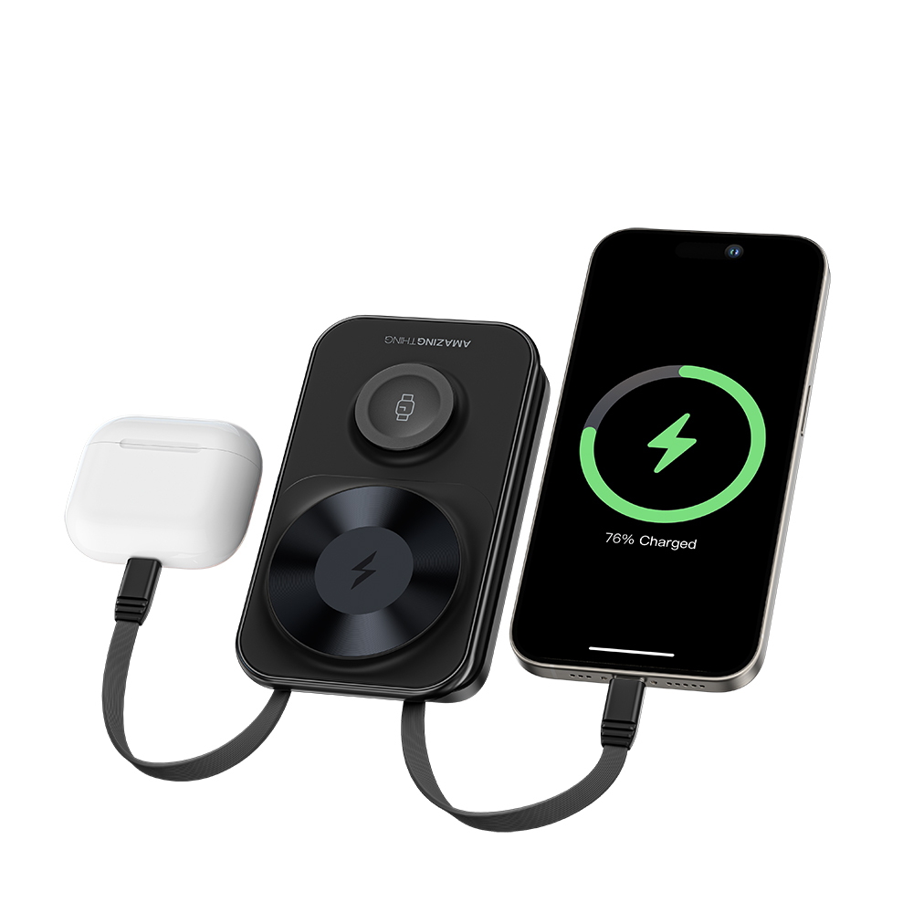 Amazingthing Thunder Pro Mag 6in1 PD22.5W Katlanabilir Standlı Kablosuz Powerbank 8000mAh - 4