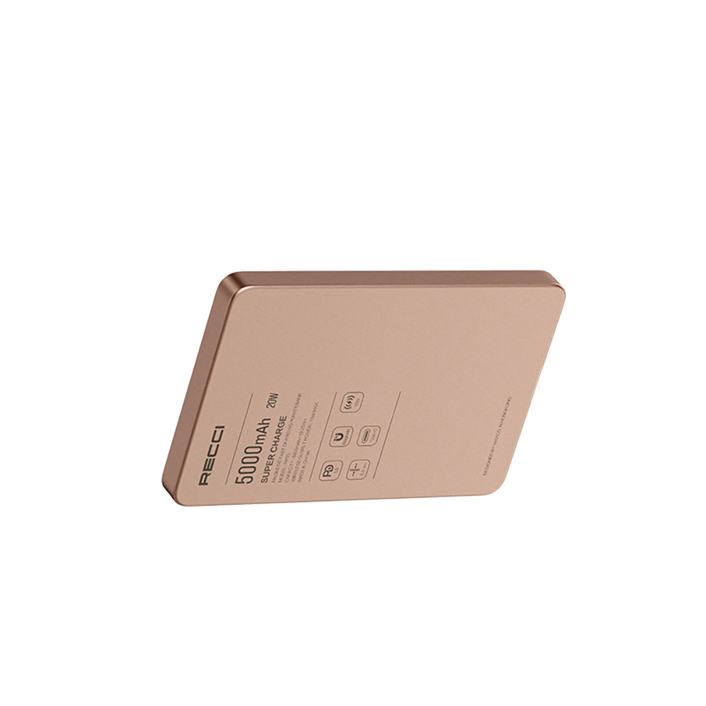 Recci RP33 PD 20W Ultra İnce Led Göstergeli Hızlı Şarj Özellikli Wireless Powerbank 15W 5000mAh - 2
