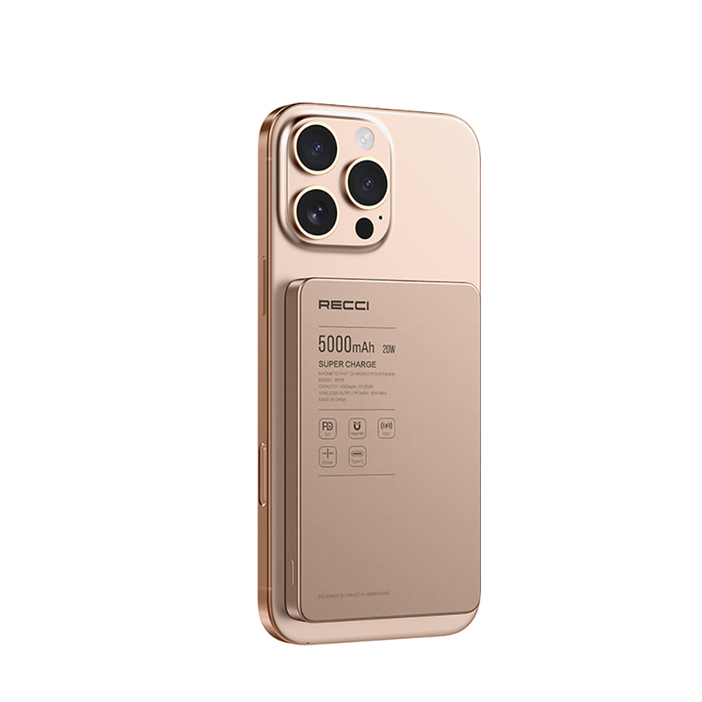 Recci RP33 PD 20W Ultra İnce Led Göstergeli Hızlı Şarj Özellikli Wireless Powerbank 15W 5000mAh - 4