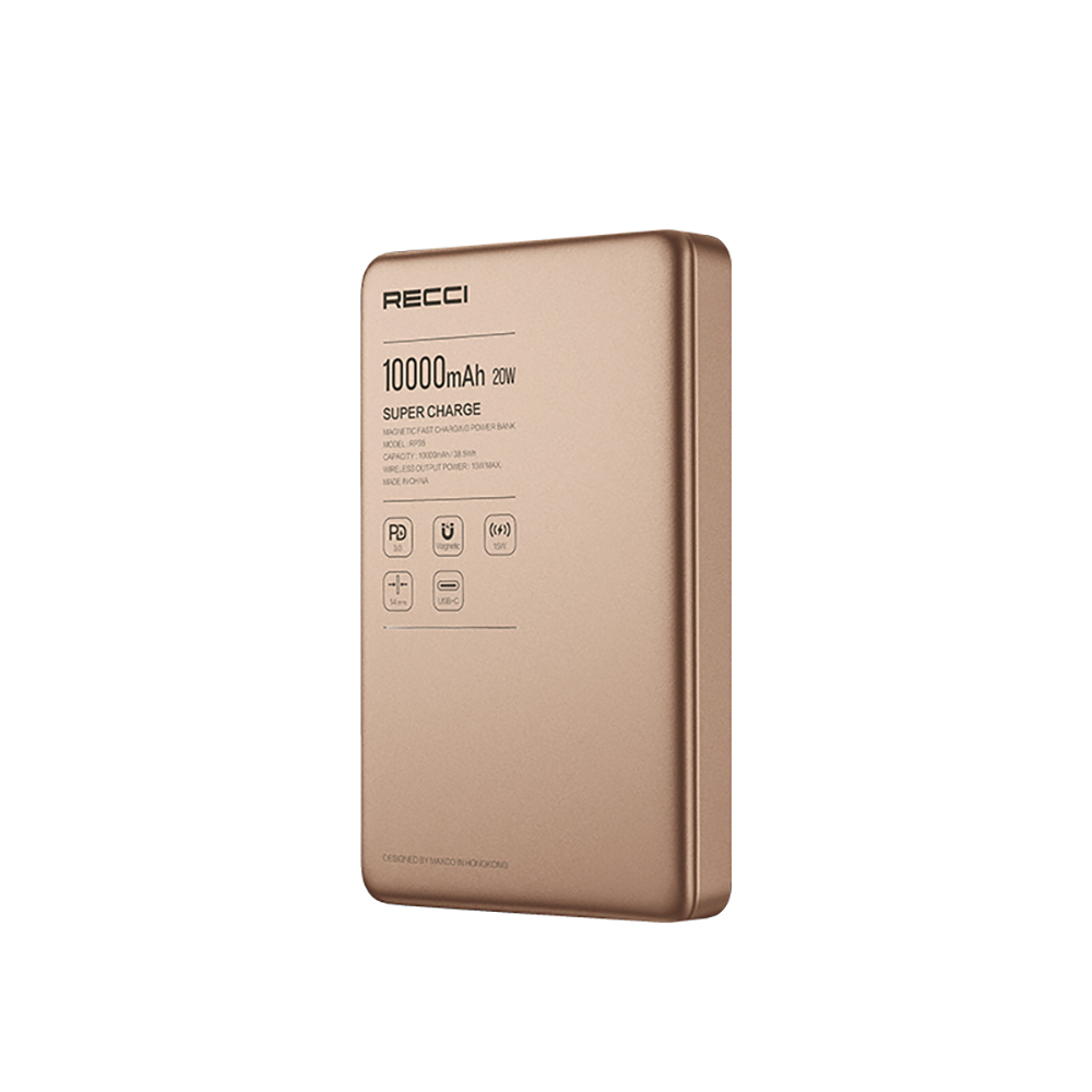 Recci RP35 PD 20W Led Göstergeli Hızlı Şarj Özellikli Wireless Powerbank 15W 10000mAh - 1