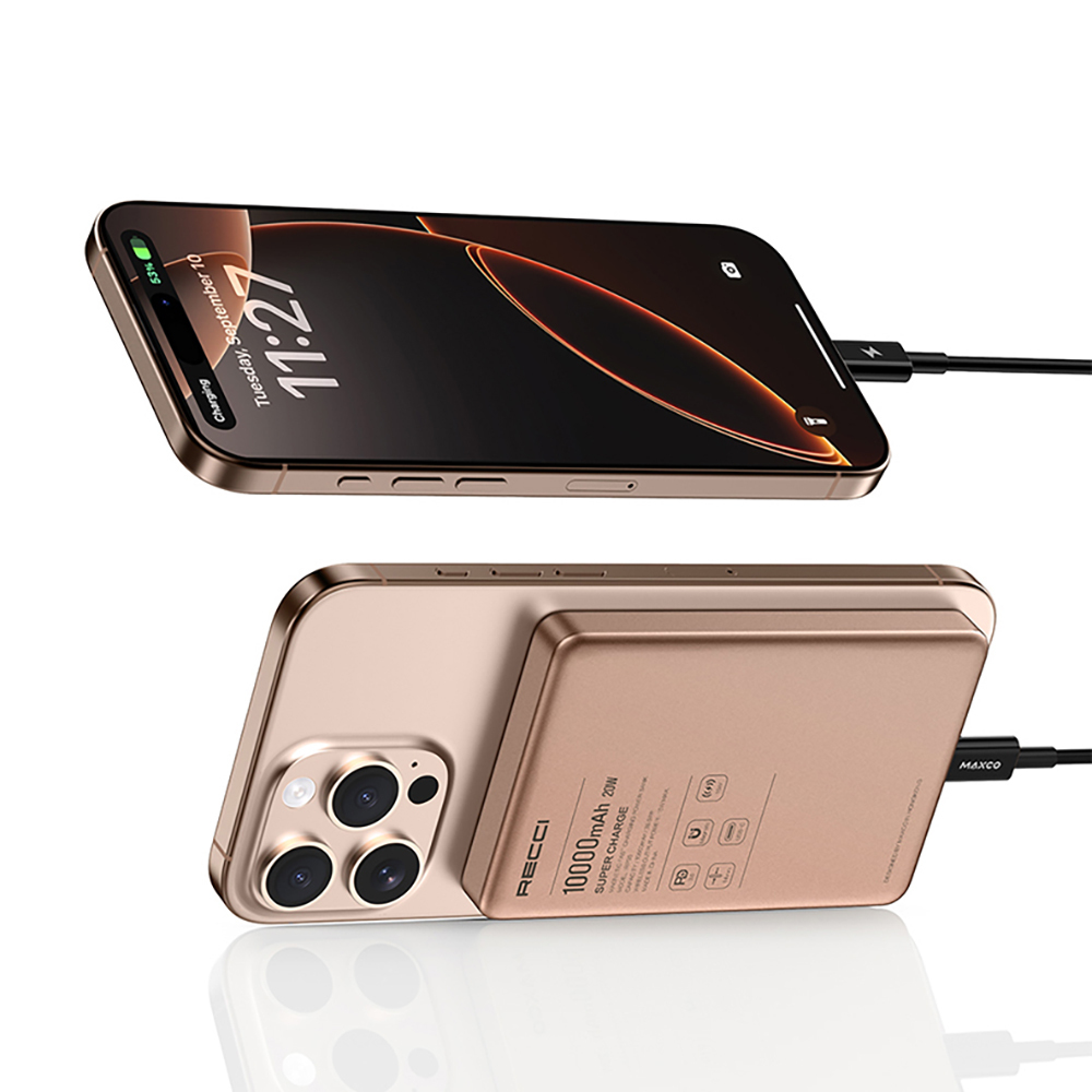 Recci RP35 PD 20W Led Göstergeli Hızlı Şarj Özellikli Wireless Powerbank 15W 10000mAh - 5