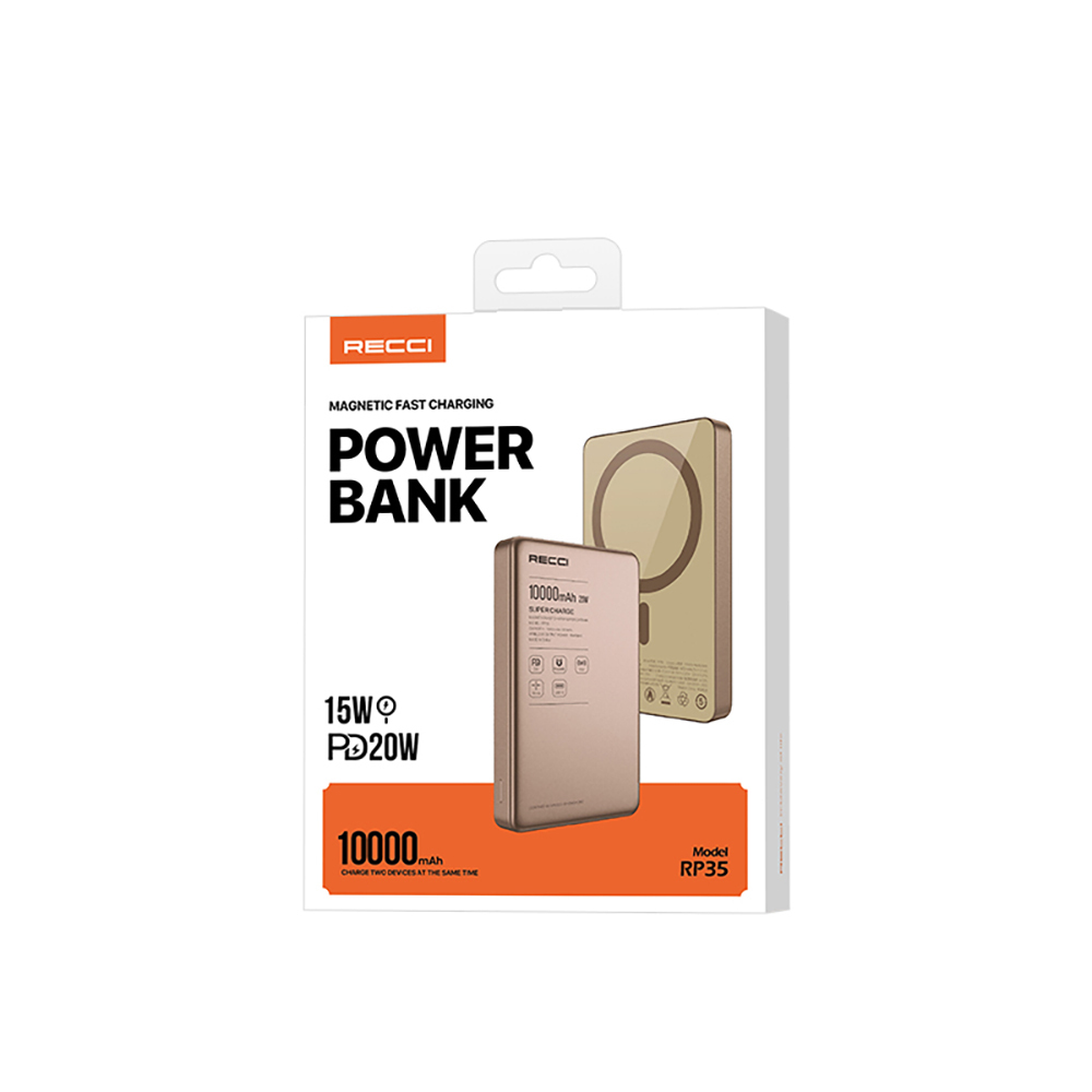 Recci RP35 PD 20W Led Göstergeli Hızlı Şarj Özellikli Wireless Powerbank 15W 10000mAh - 6