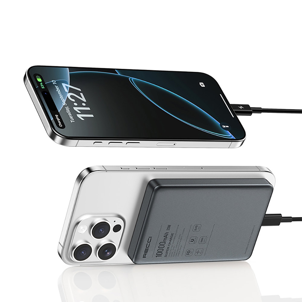 Recci RP35 PD 20W Led Göstergeli Hızlı Şarj Özellikli Wireless Powerbank 15W 10000mAh - 13