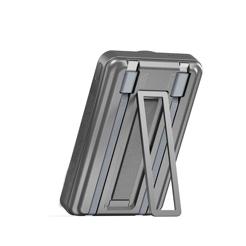 Recci RPB-W23 PD 20W Led Göstergeli Standlı Kablosuz Şarj Özellikli Type-C ve Lightning Kablolu Powerbank 15W 10000mAh - 2