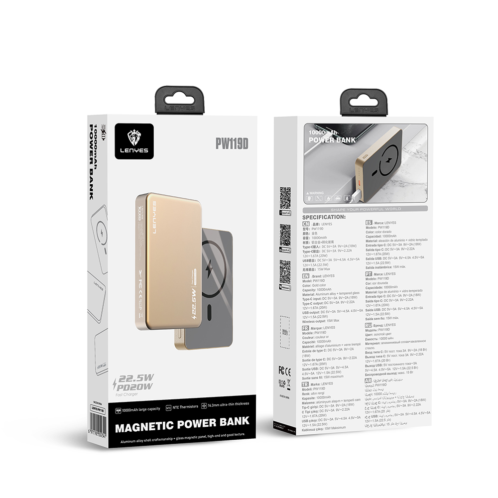 Lenyes PW019D PD 20W Ultra İnce Hızlı Şarj Özellikli Wireless Powerbank 15W 5000mAh - 6