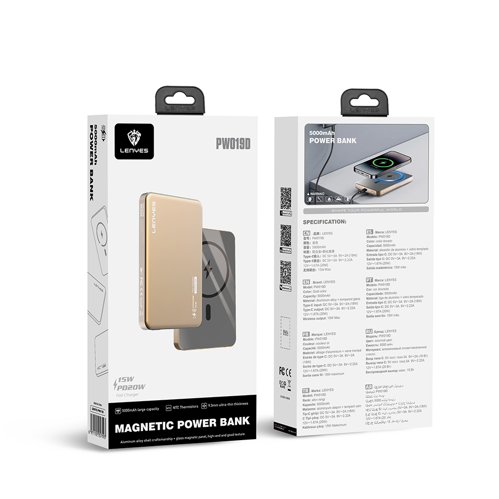 Lenyes PW119D PD 20W Ultra İnce Hızlı Şarj Özellikli Wireless Powerbank 15W 10.000mAh - 5