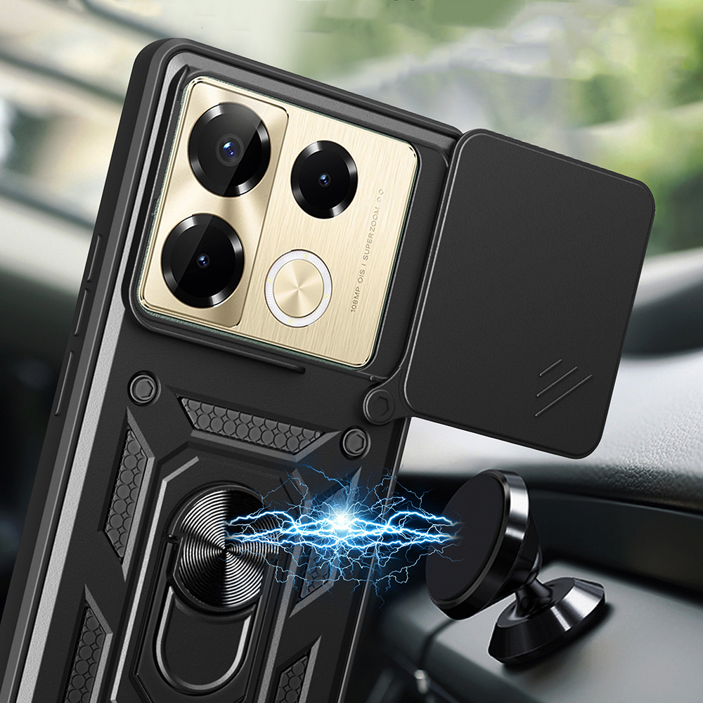 İnfinix Note 40 Pro Kılıf Magnetik Standlı Kamera Korumalı Zore Sürgülü Vega Kapak - 3