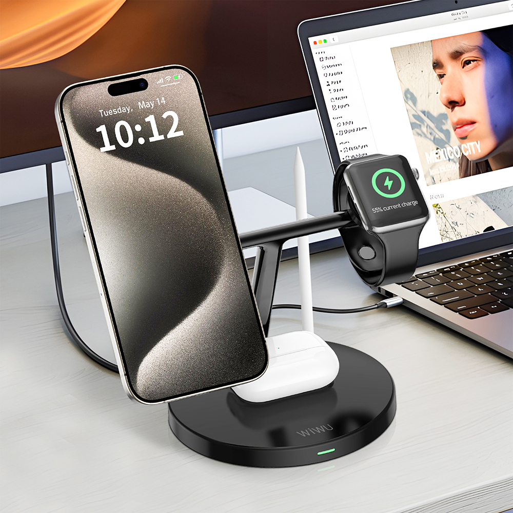 Wiwu Wi-W032 4 in 1 Magnetik Hızlı Şarj Özellikli Kablosuz Şarj Standı 15W - 3