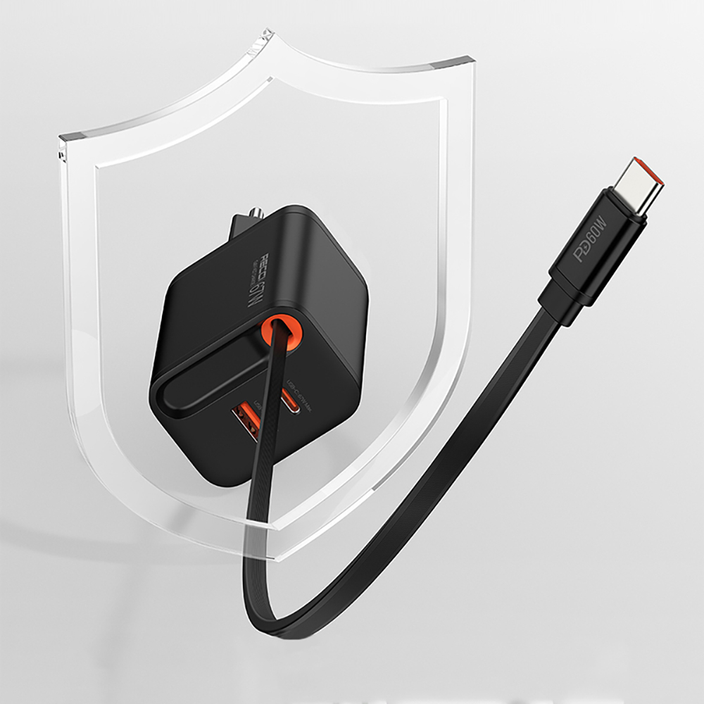Recci RC103E GaN Teknolojili Hızlı Şarj Başlığı USB-A to Type-C PD 67W Type-C Kablolu Şarj Seti - 9