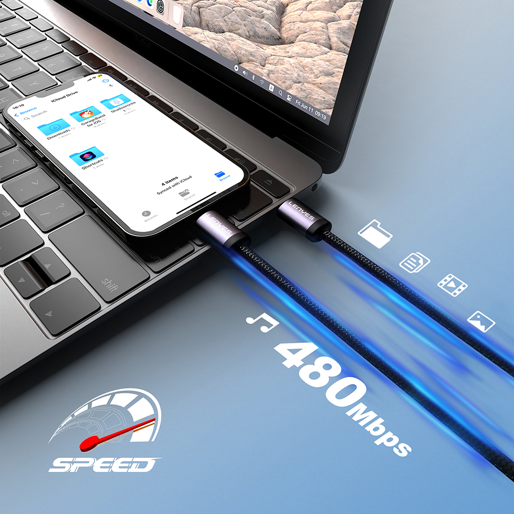 Lenyes LC537 Type-C to Type-C Hızlı Şarj Özellikli Örgülü Data ve Şarj Kablosu 60W 1M - 3