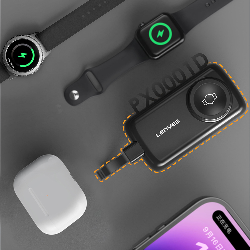 Lenyes PX0001D Akıllı Saat Kablosuz Şarj Özellikli Taşınabilir Type-C Kablolu Powerbank 2000mAh 2W - 2