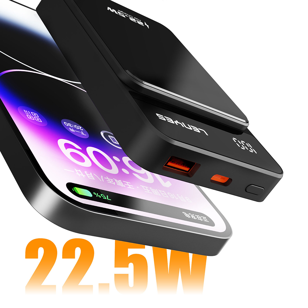 Lenyes PW126D Dijital LED Ekranlı Kablosuz Şarj Özellikli Powerbank 22.5W 10.000mAh - 3
