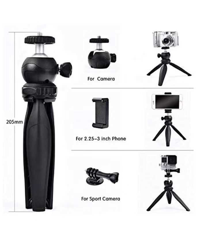Jmary MT-20 Tripod 360 Derece Oynar Başlıklı Çok Yönlü Kısa Telefon Sabitleyici 16 cm - 8