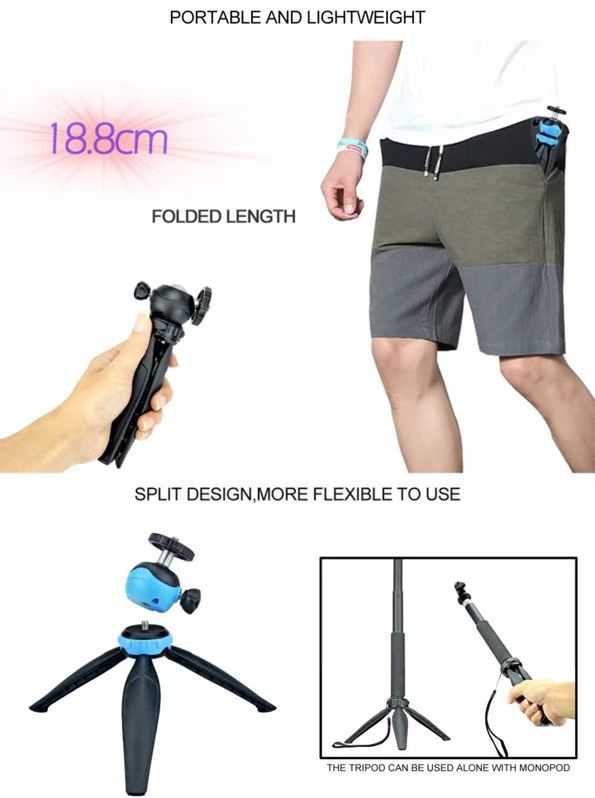Jmary MT-20 Tripod 360 Derece Oynar Başlıklı Çok Yönlü Kısa Telefon Sabitleyici 16 cm - 9