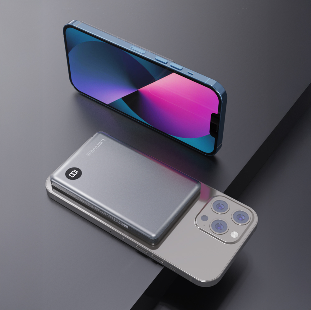 Lenyes PW037D Ultra İnce Dijital LED Ekranlı Wireless Powerbank 5000mAh - 7